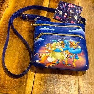 Disney Loungefly Aladdin Crossbody Purse and Card Holder Bundle